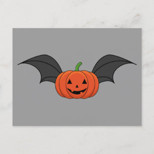 Halloween Pumpkin Bat Holiday Postcard