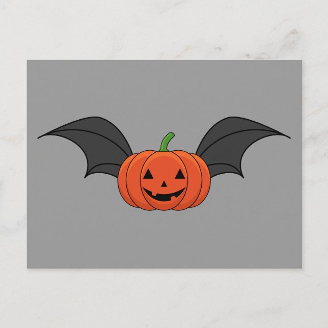 Halloween Pumpkin Bat Holiday Postcard (Front)