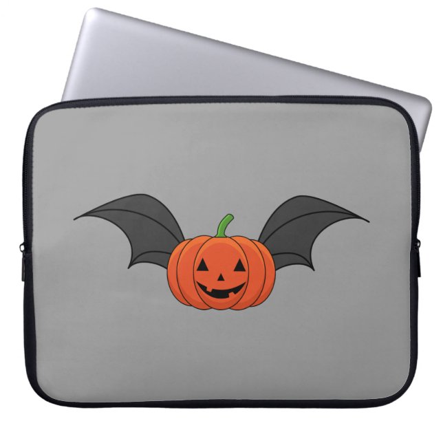 Halloween Pumpkin Bat Laptop Sleeve (Front)