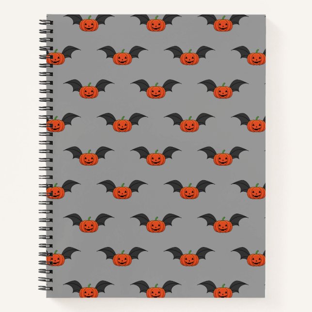 Halloween Pumpkin Bat Notebook (Front)