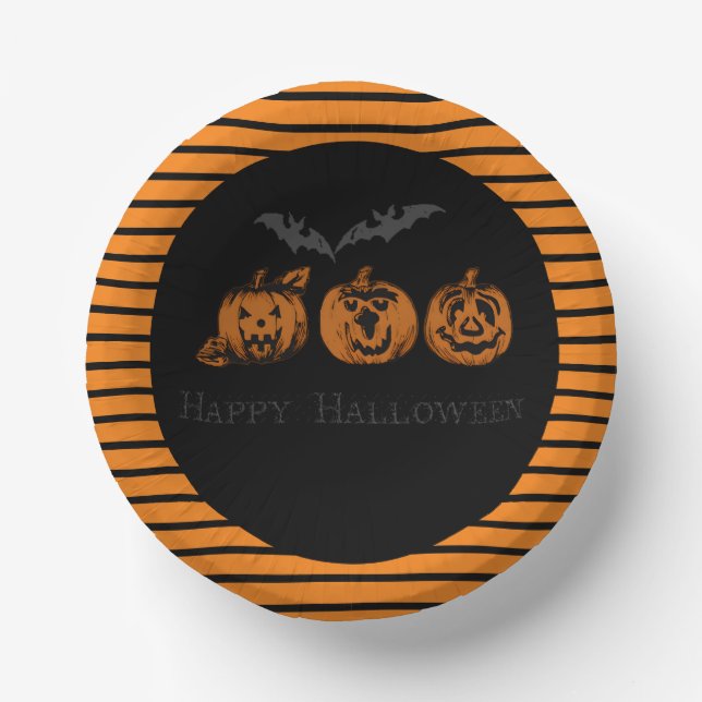 Halloween/pumpkin/bat  paper bowls paper plate (Front)