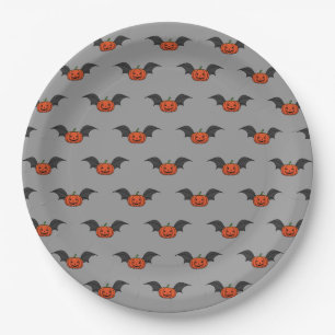 Halloween Pumpkin Bat Paper Plate