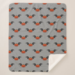Halloween Pumpkin Bat Sherpa Blanket