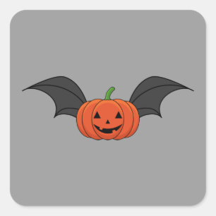 Halloween Pumpkin Bat Square Sticker
