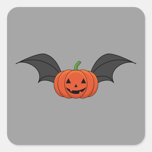 Halloween Pumpkin Bat Square Sticker (Front)