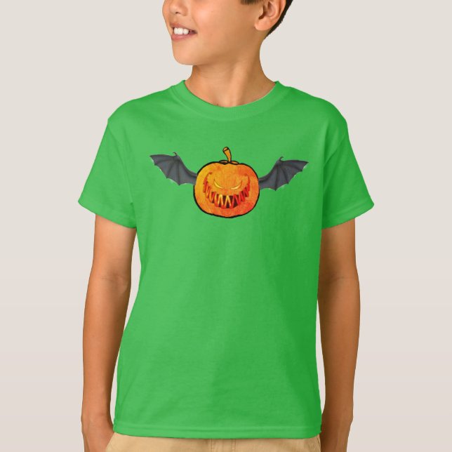 Halloween pumpkin bat T-Shirt (Front)