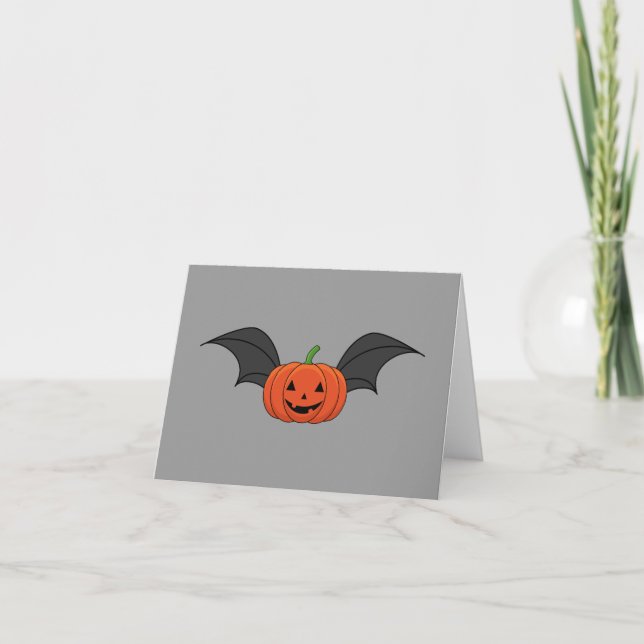 Halloween Pumpkin Bat Thank You Card (Front)