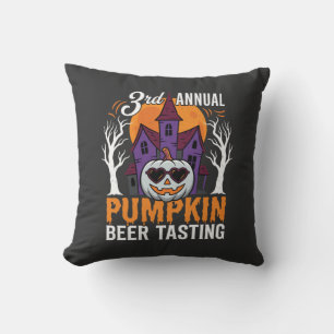 Halloween Pumpkin Beer Tasting Haunted House Cushion