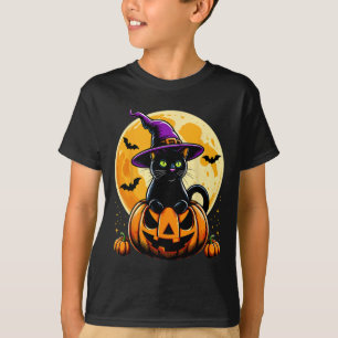 Halloween Pumpkin Black Cat T-Shirt