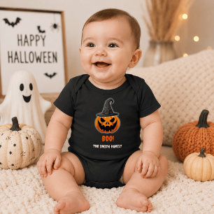 Halloween Pumpkin “BOO!” – Personalised Name Baby Bodysuit