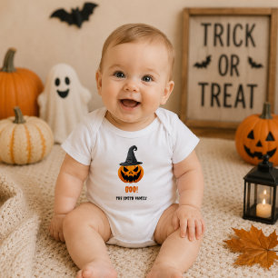 Halloween Pumpkin “BOO!” – Personalised Name Baby Bodysuit