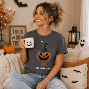 Halloween Pumpkin “BOO!” – Personalised Name T-Shirt