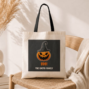 Halloween Pumpkin “BOO!” – Personalised Name Tote Bag