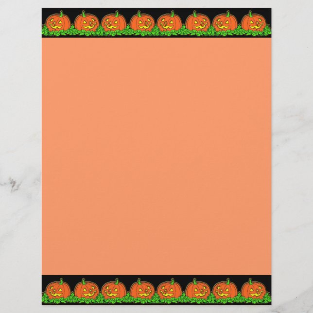 Halloween Pumpkin Border  Custom Letterhead (Front)