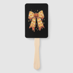 Halloween Pumpkin Bow Candy Corn Hand Fan