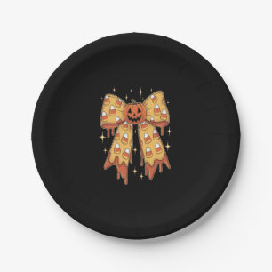 Halloween Pumpkin Bow Candy Corn Paper Plate