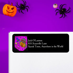 Halloween Pumpkin Bugle Purple Return Address