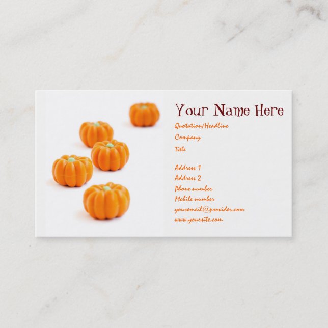 Halloween pumpkin candy business card (Front)