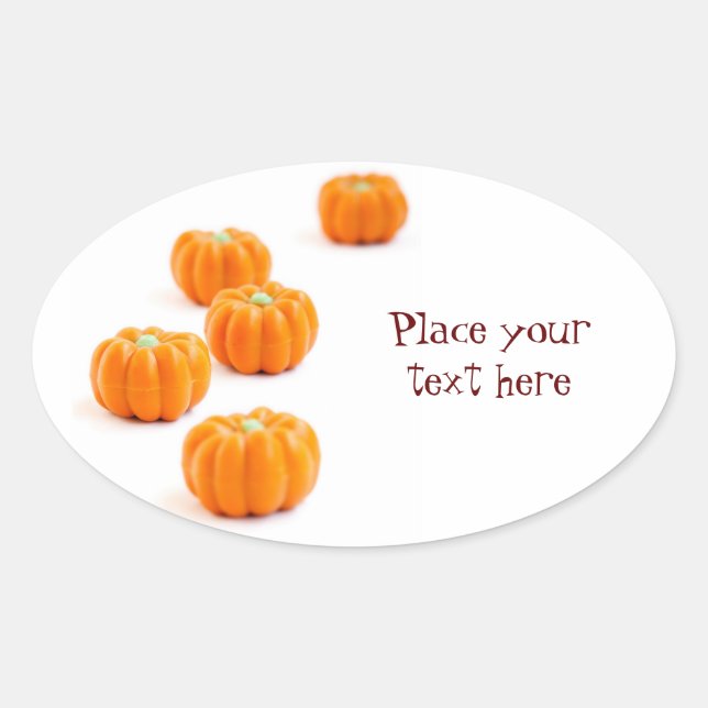 Halloween pumpkin candy oval sticker (Front)