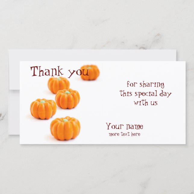 Halloween pumpkin candy thank you card (Front)