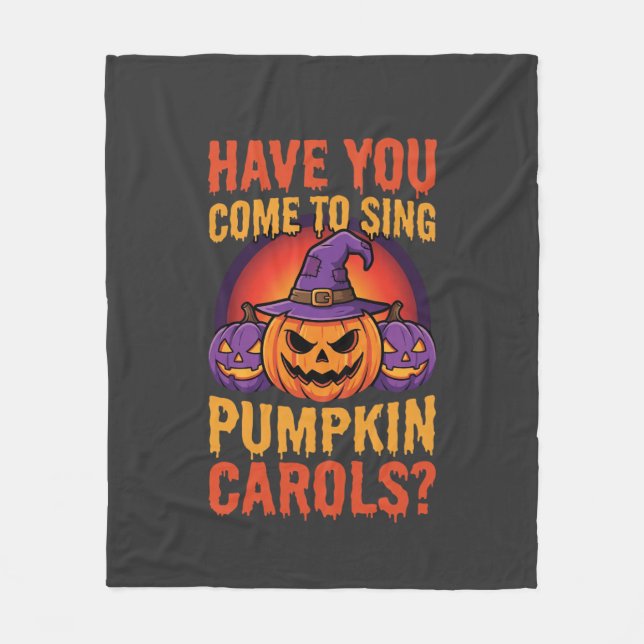 Halloween Pumpkin Carols Witch Hat Graphic Fleece Blanket (Front)