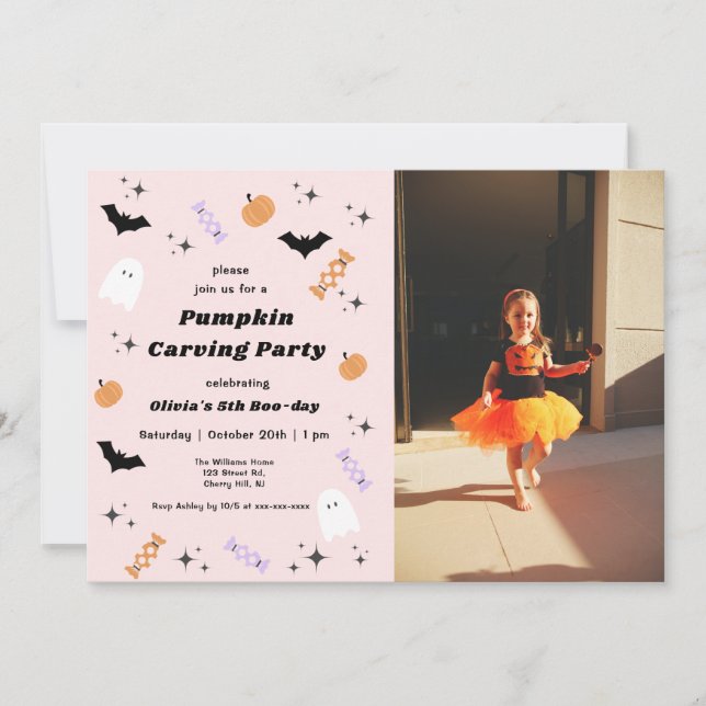 Halloween Pumpkin Carving Birthday Invitation (Front)