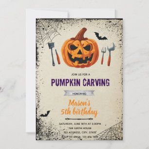 Halloween pumpkin carving invitation