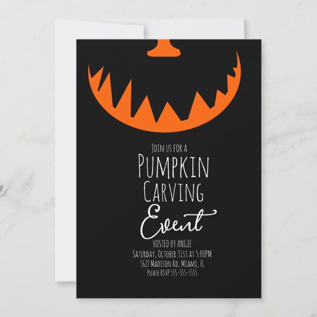 Halloween Pumpkin Carving Party Event Spooky Invitation (Front)