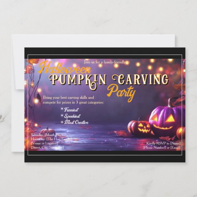 Halloween Pumpkin Carving Party Invitation (Front)