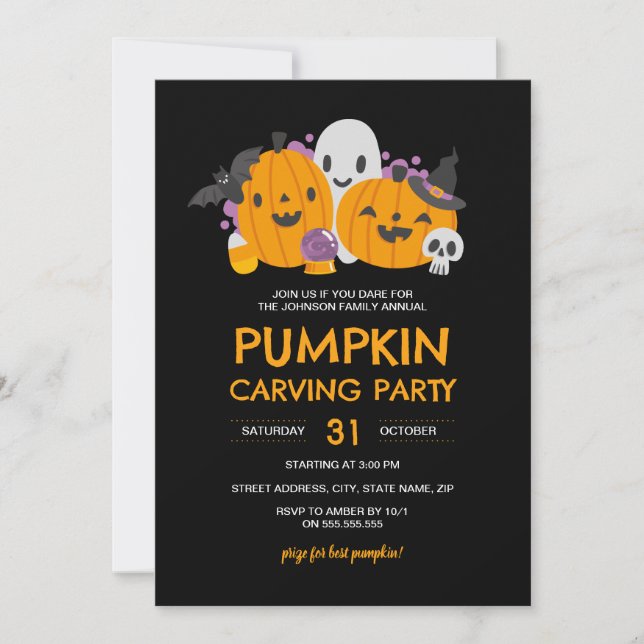 Halloween Pumpkin Carving Party  Invitation (Front)