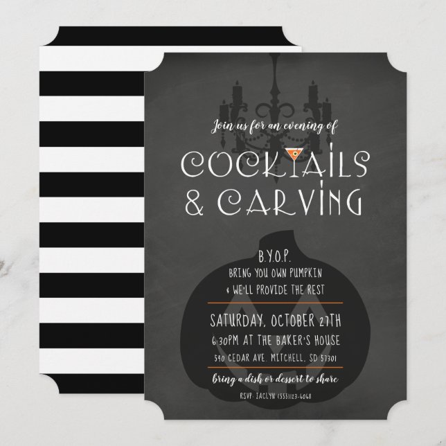 Halloween Pumpkin Carving Party Invitation (Front/Back)