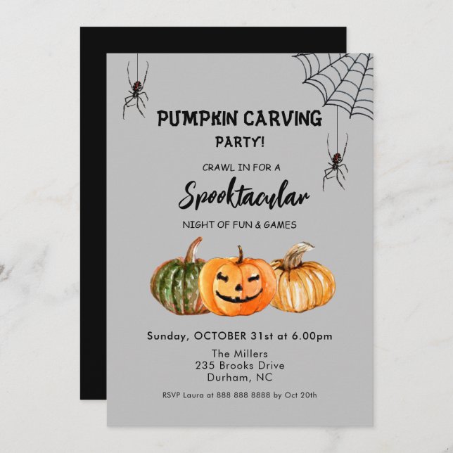 Halloween Pumpkin Carving Party  Invitation (Front/Back)