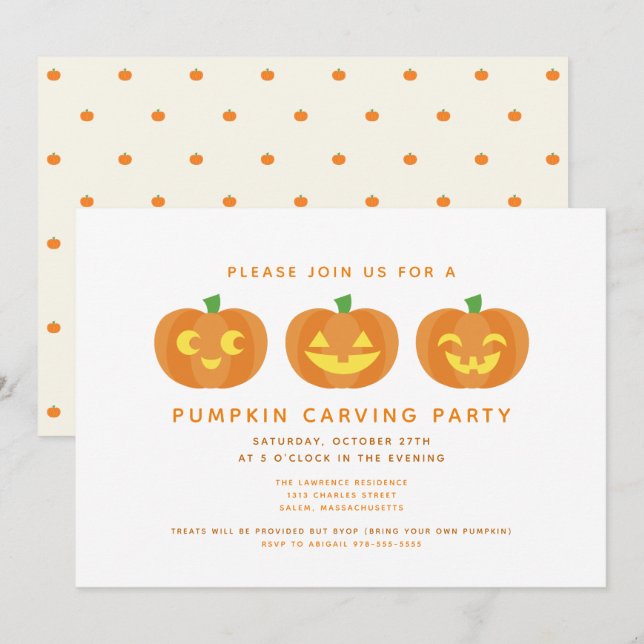 Halloween Pumpkin Carving Party Invitation (Front/Back)