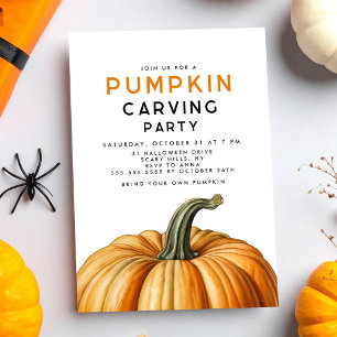 Halloween pumpkin carving party invitation
