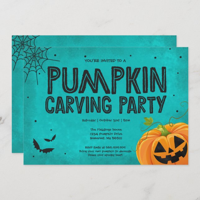 Halloween Pumpkin Carving Party Invitation (Front/Back)