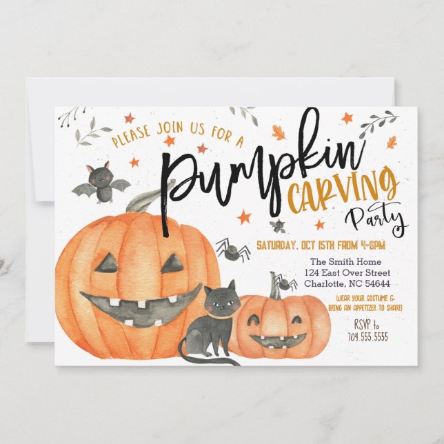 Halloween Pumpkin Carving Party Invitation (Front)