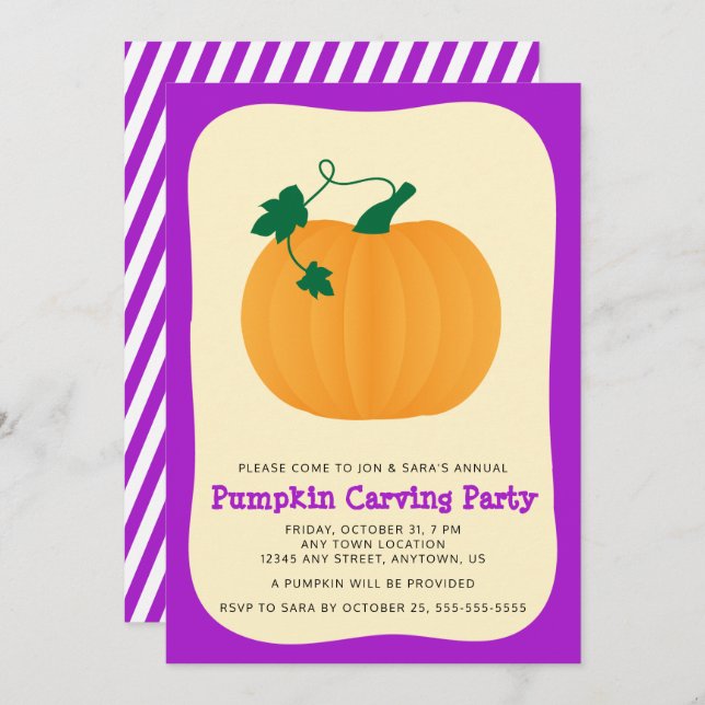Halloween Pumpkin Carving Party Invitation (Front/Back)