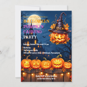 Halloween Pumpkin Carving Party Jack O Lantern Invitation