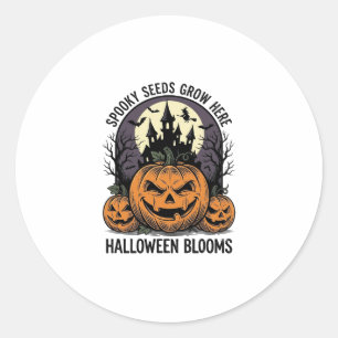 Halloween Pumpkin Castle Vintage Spooky Shirt_1 Classic Round Sticker