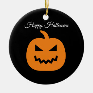 Halloween Pumpkin Cat Cute Orange  Ceramic Tree Decoration