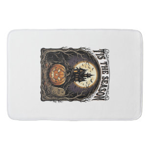 Halloween Pumpkin Cat Haunted Vintage Season Scene Bath Mat