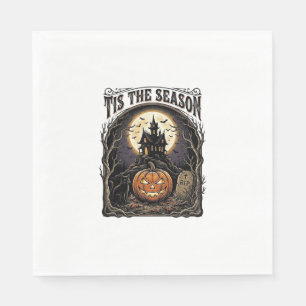 Halloween Pumpkin Cat Haunted Vintage Season Scene Napkin