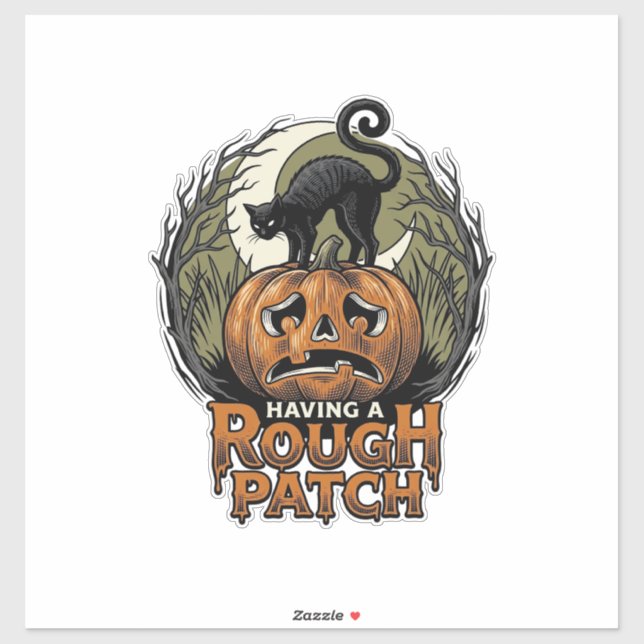 Halloween Pumpkin Cat Rough Patch Vintage Engravin (Sheet)