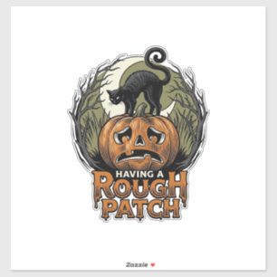 Halloween Pumpkin Cat Rough Patch Vintage Engravin