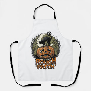 Halloween Pumpkin Cat Rough Patch Vintage Engravin Apron
