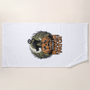 Halloween Pumpkin Cat Rough Patch Vintage Engravin Beach Towel