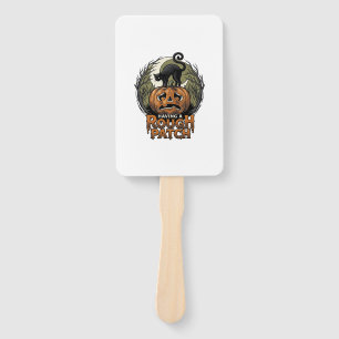 Halloween Pumpkin Cat Rough Patch Vintage Engravin Hand Fan