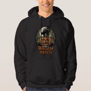 Halloween Pumpkin Cat Rough Patch Vintage Engravin Hoodie