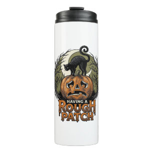 Halloween Pumpkin Cat Rough Patch Vintage Engravin Thermal Tumbler