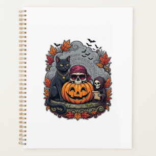 Halloween Pumpkin Cat Skull Grim Reaper Autumn Lea Planner